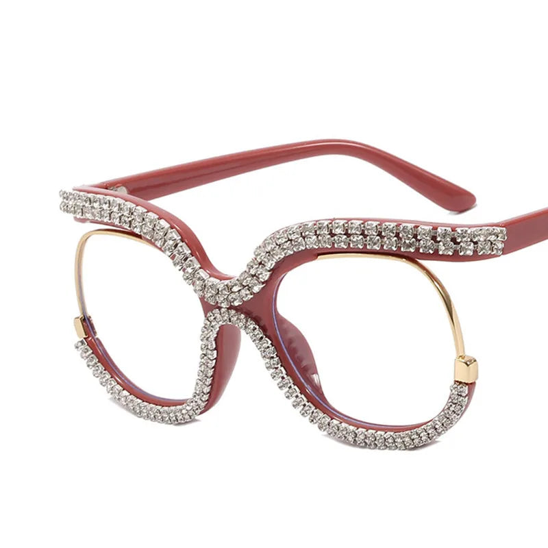 Plastic Diamond-Decorated Reading Glasses — Clear | KIMLUD
