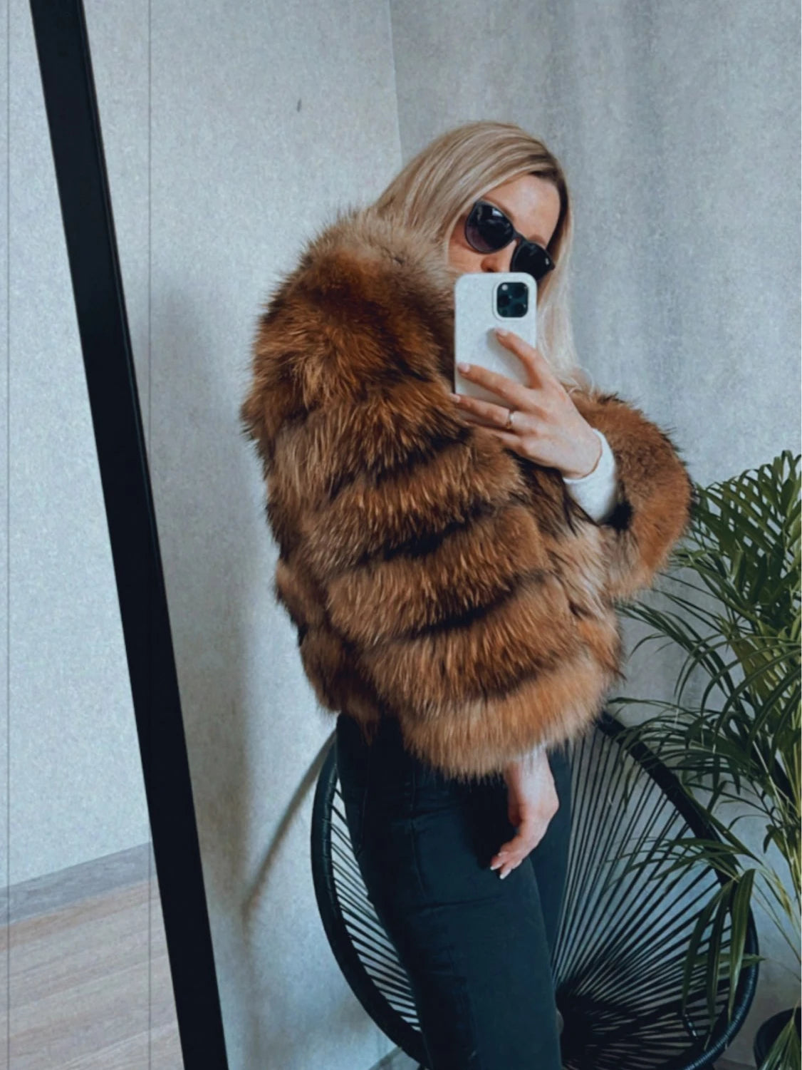 OFTBUY 2022 Winter Jacket Women Real Fox Fur Coat Natural Fox Fur Outerwear O-neck Three Quarter Sleeve Thick Warm Fashion New