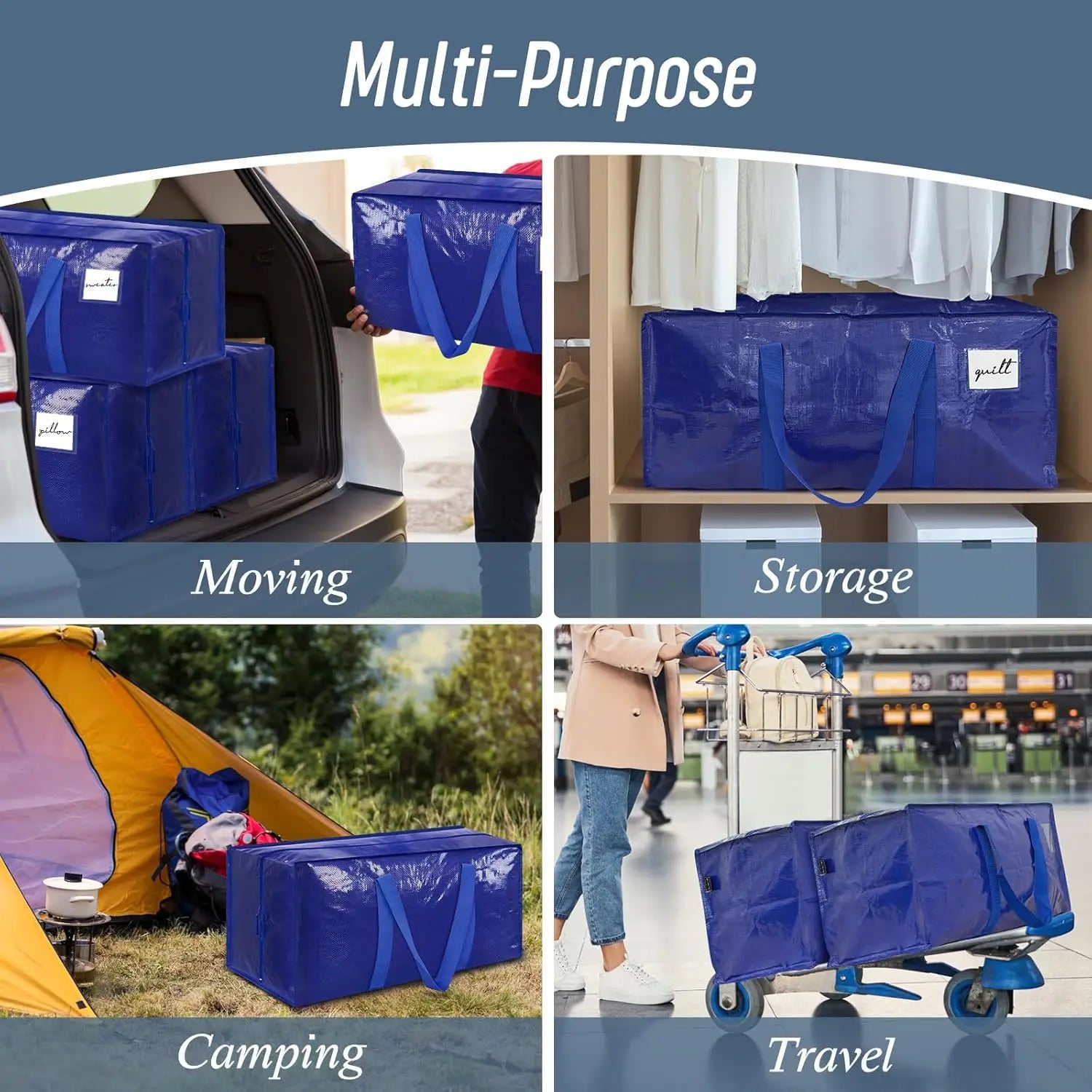 Heavy Duty Polyester Solid Storage Bags — Black | KIMLUD