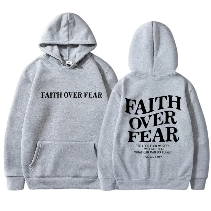Hoodies – Faith Over Fear Print – Polyester Knit | KIMLUD