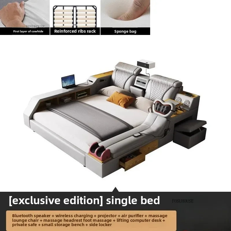 Simple Bedroom Beds Smart Massage Tatami Double Bed Modern Wedding Bed with Projector Multifunctional Beds Bedroom Furniture