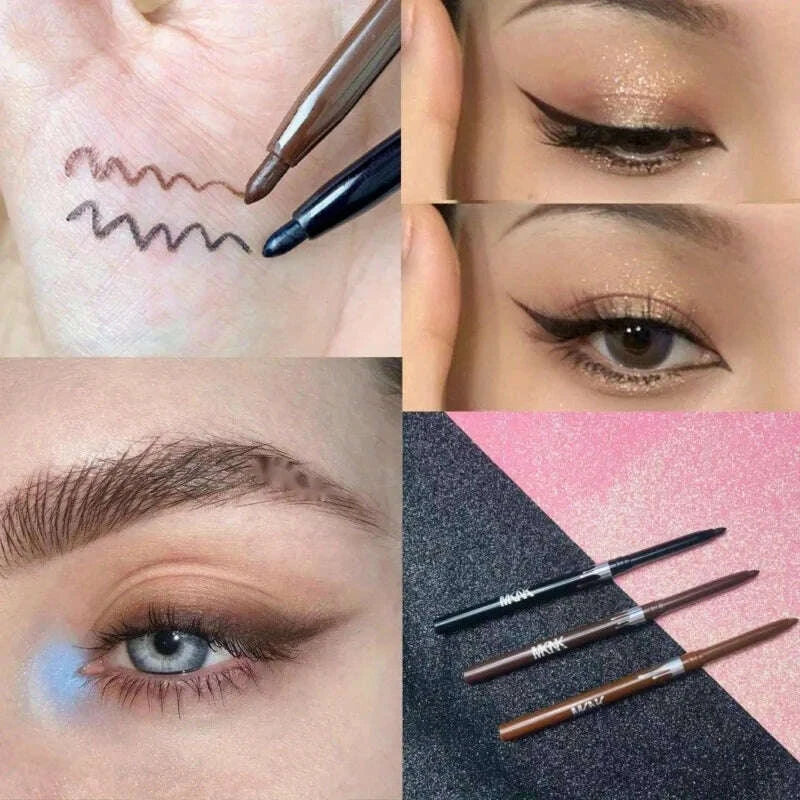 KIMLUD, Waterproof Black Brown Eyeliner Gel Pencil Ultra-fine Matte Smooth Quick Dry Non-Smudge Easy Wear Eyeliner Pen Makeup for Eyes, KIMLUD Womens Clothes