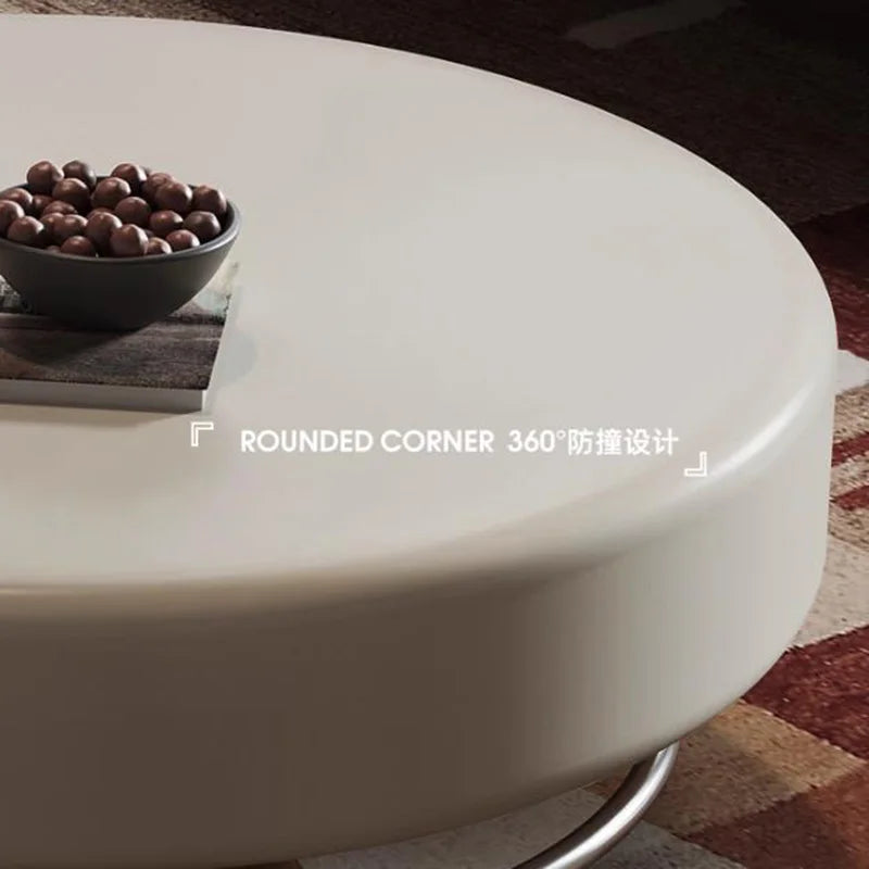 Wood Modern Round Coffee Table With Storage — Ivory | KIMLUD