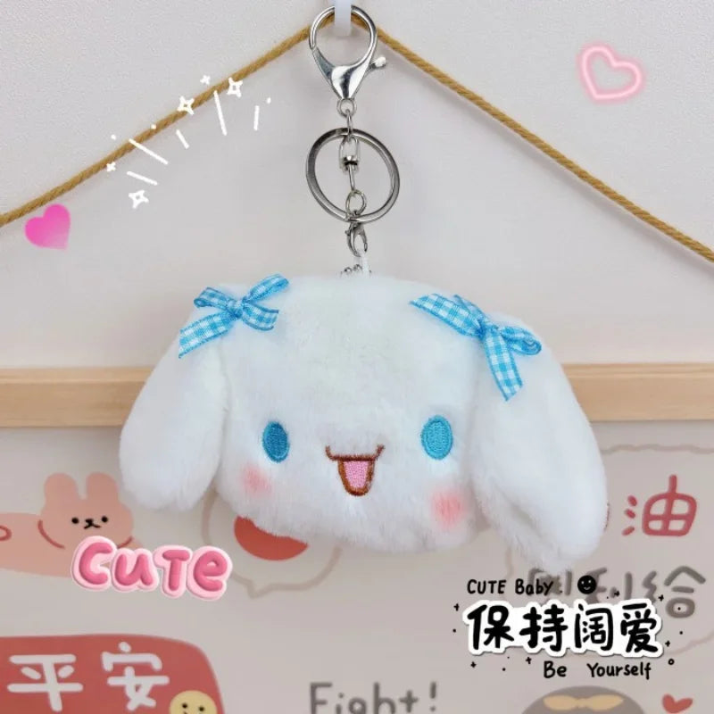 Sanrio Hello Kitty Plush Coin Purse Cartoon Keychain Bag Zipper Coin Wallet Storage Bag Key Earphone Pouch Decorations Girl Gift