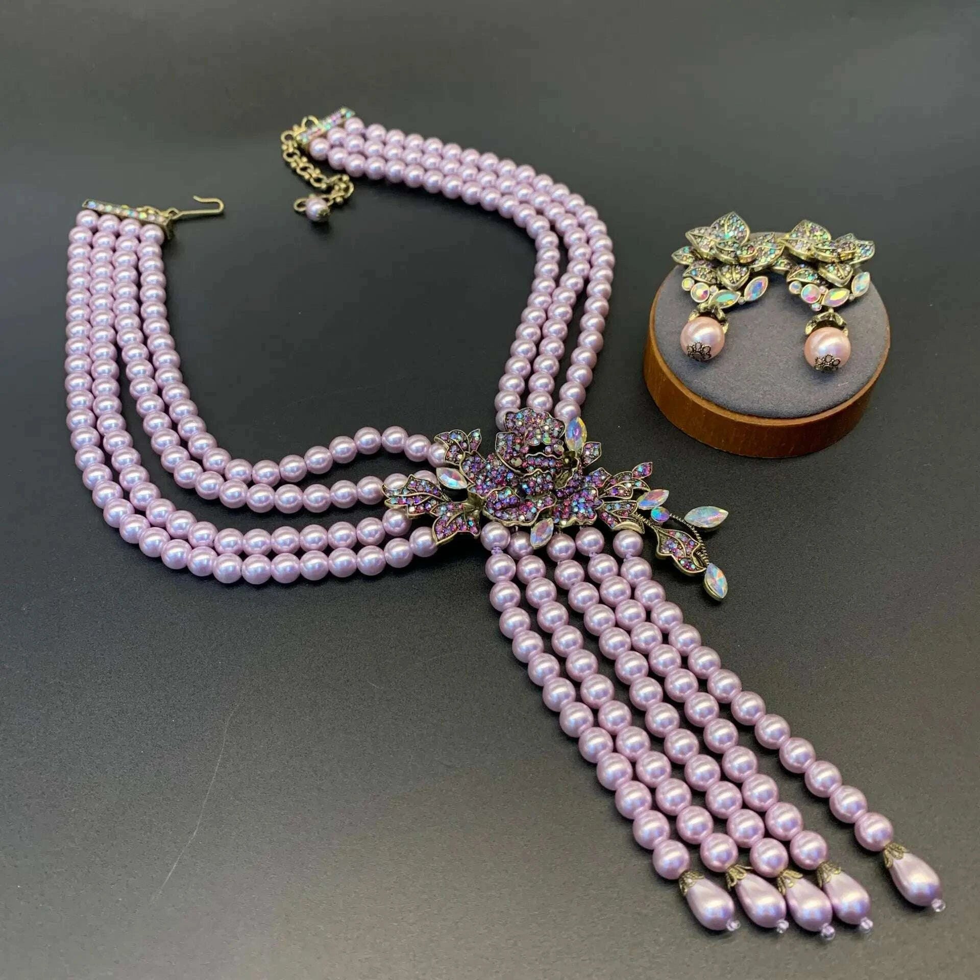 luxury-european-and-american-style-shining-necklace-earrings-purple-multi-layered-glass-beads-flower-jewelry-set-for-women-kimlud-kimlud-33912862