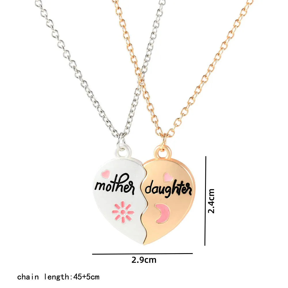 Two-Tone Pendant Necklace Heart Letter — White and Rose Gold | KIMLUD