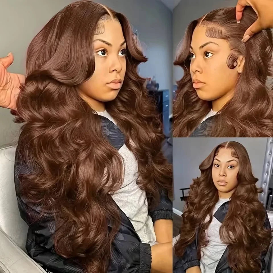 Lace Front Wig Body Wave Human Hair Chocolate Brown | KIMLUD