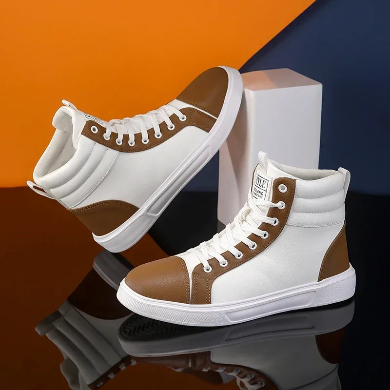 Men Women Skateboard Shoes High Top Unisex Lightweight Waterproof Sneakers Non-Slip Durable PU Casual Street Footwear