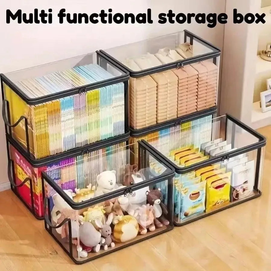 Clear Plastic Storage Box Hinged Lid — Clear | KIMLUD