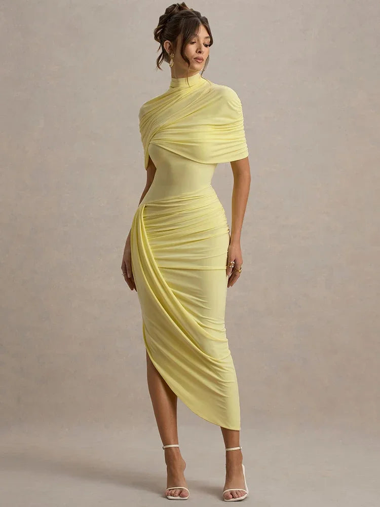 Maxi Dress – Backless Ruched Slim Silhouette | KIMLUD