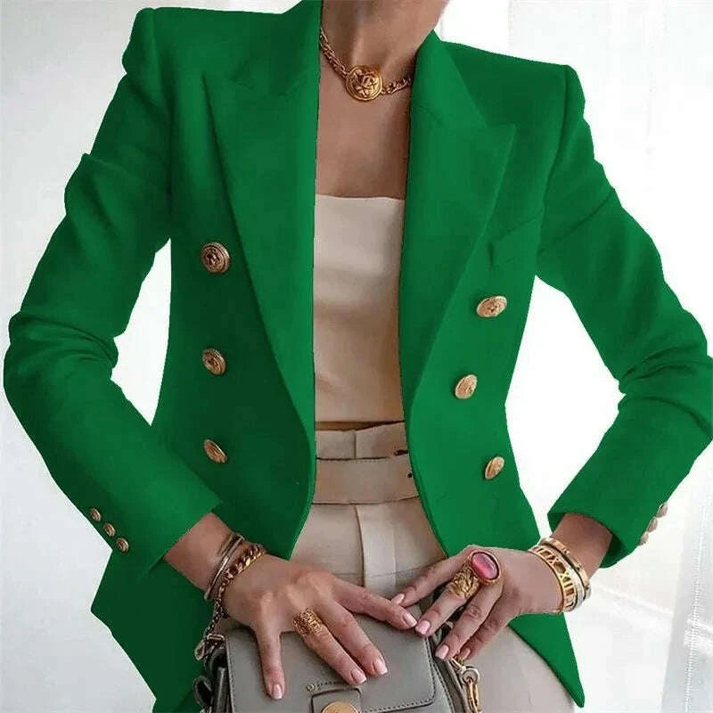 KIMLUD, Women's Small Blazer Jacket 2025 Spring Autumn Casual Office Elegant Ladies Suit Coat High-end Double-breasted Lady Outerwear, KIMLUD Womens Clothes