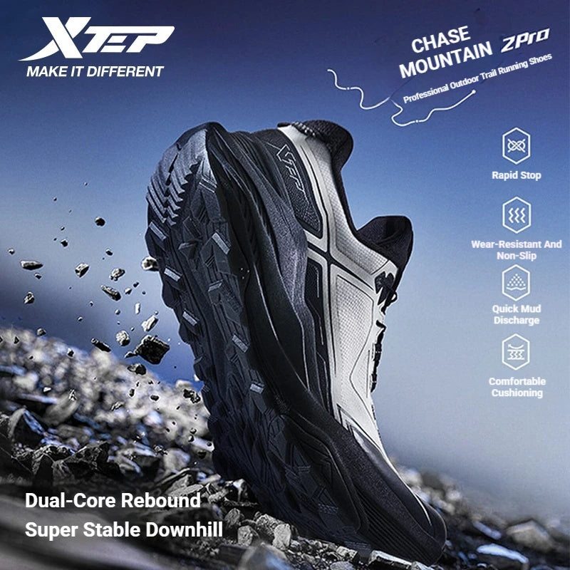 Xtep Chase Mountain 2.0 Pro Professional Outdoor Trail Running Shoes For Men Rebound Anti-Slip Wear-Resistant 874319170003