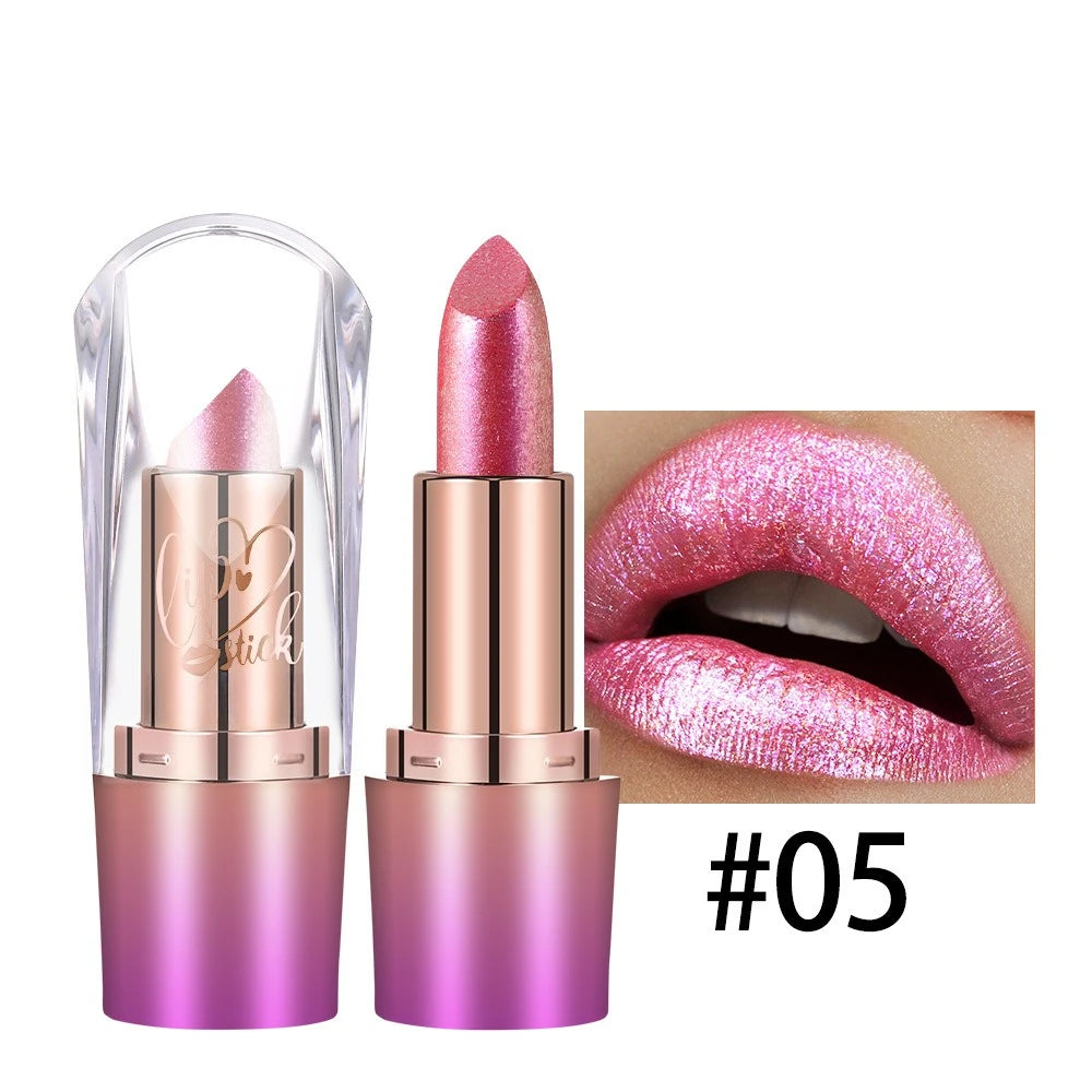 Metallic Lip Gloss Glitter Glaze Waterproof Long-Lasting — Bright Red | KIMLUD