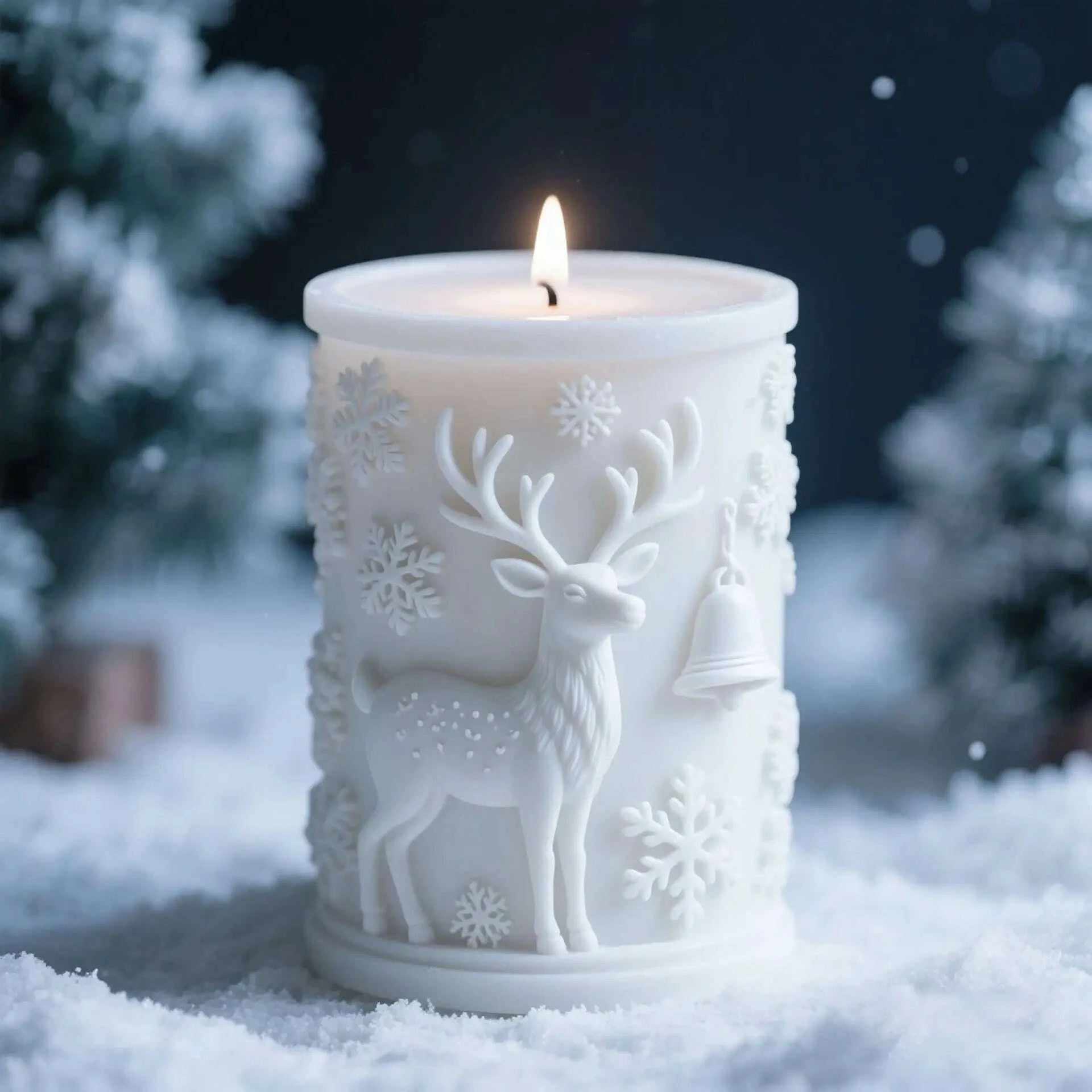 KIMLUD, 3D Relief Cylinder Christmas Snowflake Elk Silicone Candle Mold Christmas Tree Santa Aroma Plaster Mold Candle Making Supplies, KIMLUD Womens Clothes
