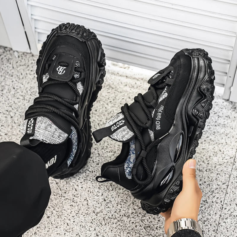 Thick Sole Heightened Comfortable Breathable Sports Shoes 2025 Autumn New Men's Casual Footwear Mesh Anti Slip Running Sneakers
