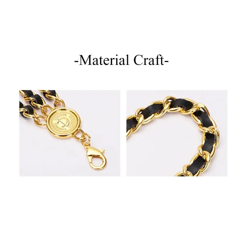 Metal Tassel Chain Waist Belt Retro Pendant Decoration — Gold-Tone | KIMLUD