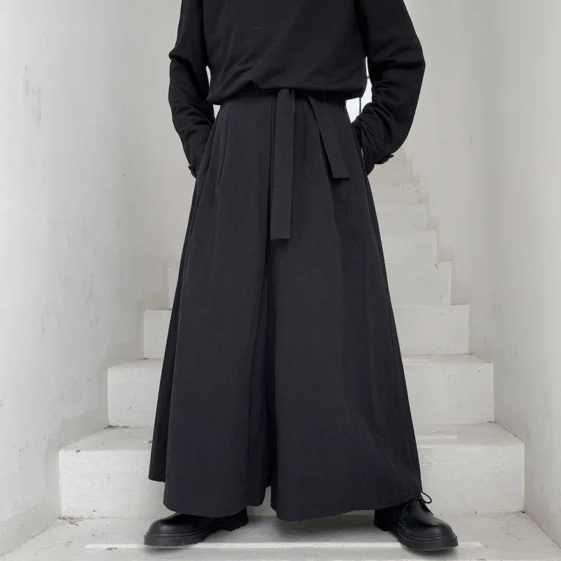 Men Hakama Harajuku Kimono Samurai Pants Men Casual Wide Pants Men Chinese Style Hanfu Tang Trousers Male Kendo Uniforms