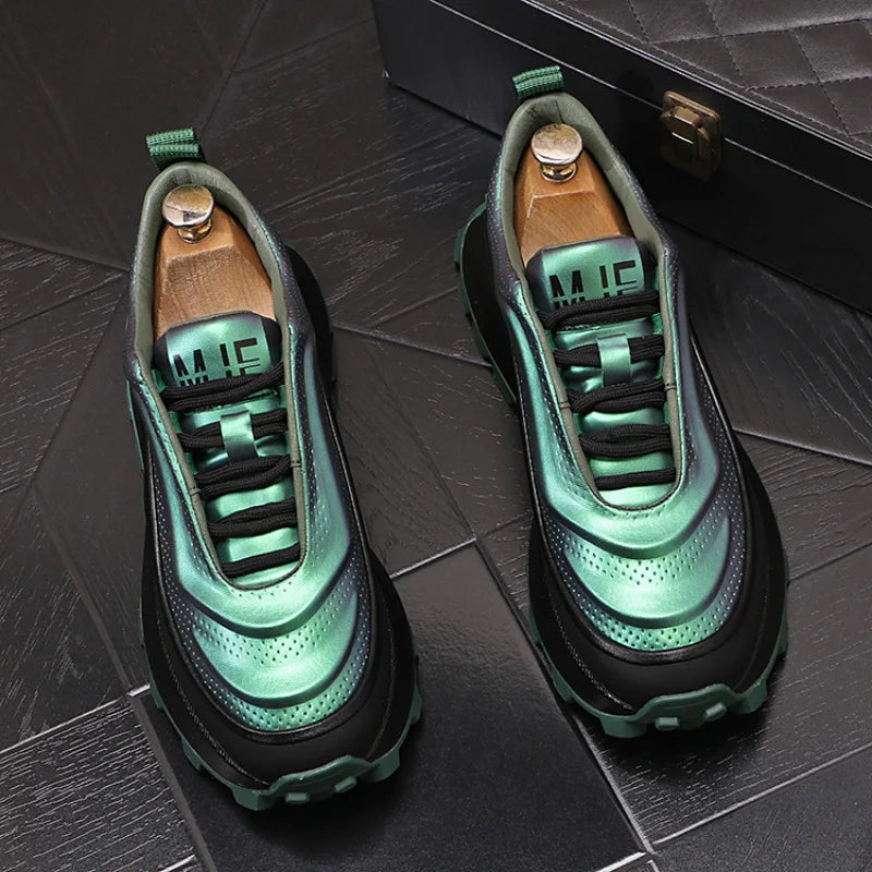 Male trend fashion personality colorful casual shoes Korean version platform color matching versatile dad sports shoes