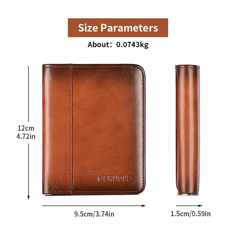 Compact Wallet – RFID Protected – Top-Grain Brown Leather – Gradient Finish | KIMLUD