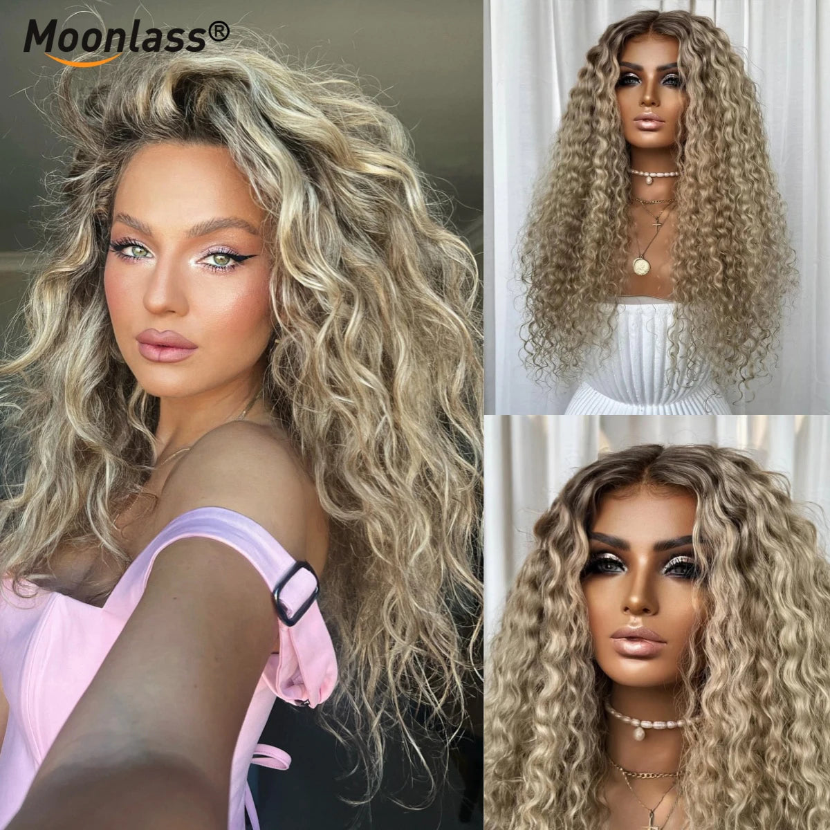 Moonlass 260 Density Pearlescent Twilight 100% Virgin Hair Wig Kinky Curly 5x5 Glueless Wig Effortless Morning Routine Wigs