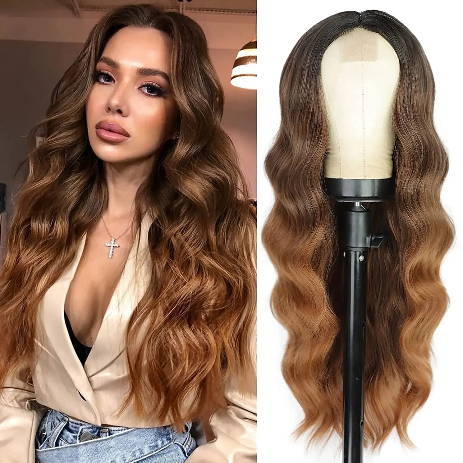 Cosplay Blonde Women's Wigs Ombre Blonde Curly Wig On Clearance Sale Glueless Pink Black Purple Wig Ladies Synthetic Wigund