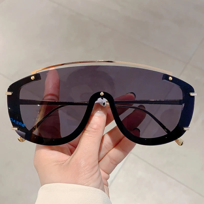 Leopard Print Sunglasses Oversize Metal Frame — Leopard | KIMLUD