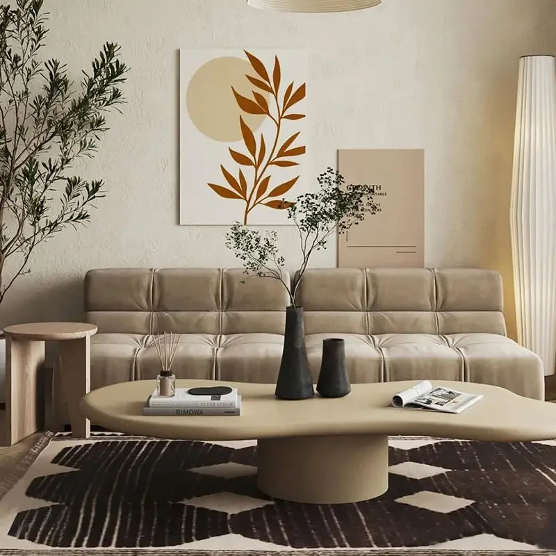 Nordic Wind Wood Art Coffee Table Aesthetic Living Room Cloud Shaped Tea Table 100/120/140/160cm Large Stolik Kawowy Furniture