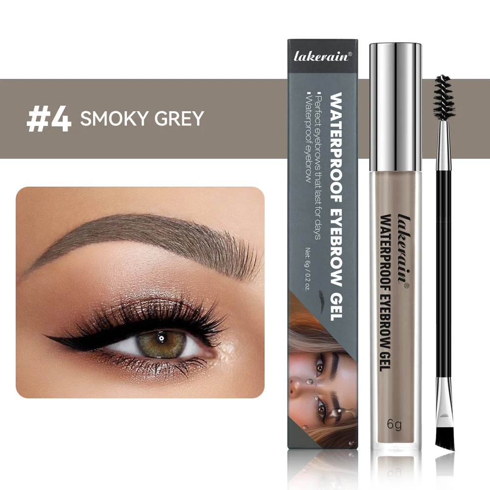 Waterproof Eyebrow Tint Gel Sweatproof Silky Texture Natural Look Long Wearing For Brunette Black Brown And Smoky Grey 4 Colors