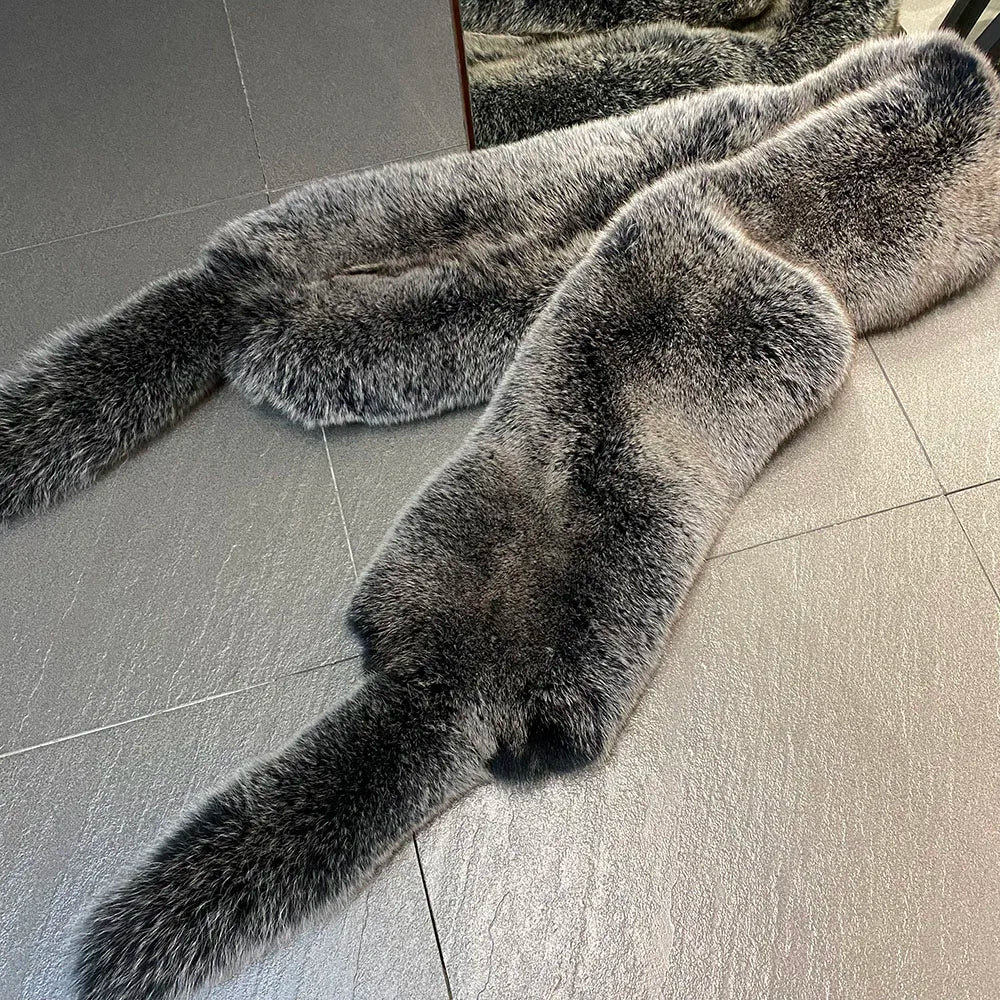 KIMLUD, YOLOAgain 2025 Winter Warm Luxury Real Fox Fur Scarf Women Natural Fox Fur Scarf Shawl Female, KIMLUD Womens Clothes