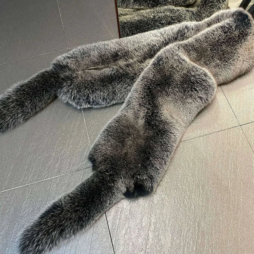 KIMLUD, YOLOAgain 2025 Winter Warm Luxury Real Fox Fur Scarf Women Natural Fox Fur Scarf Shawl Female, KIMLUD Womens Clothes