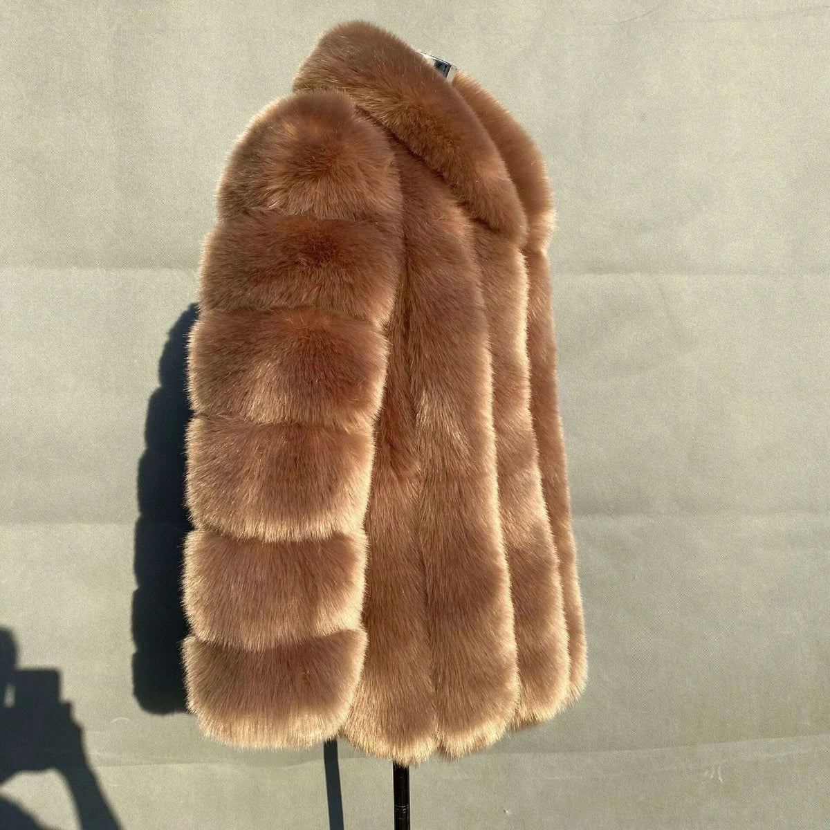KIMLUD, 2025 Winter Women's Mid-Length Faux Fox Fur Coat Plush Luxe Warm faux fur Trench Elegant Thermal Outerwear Faux Fur Tops, KIMLUD Womens Clothes