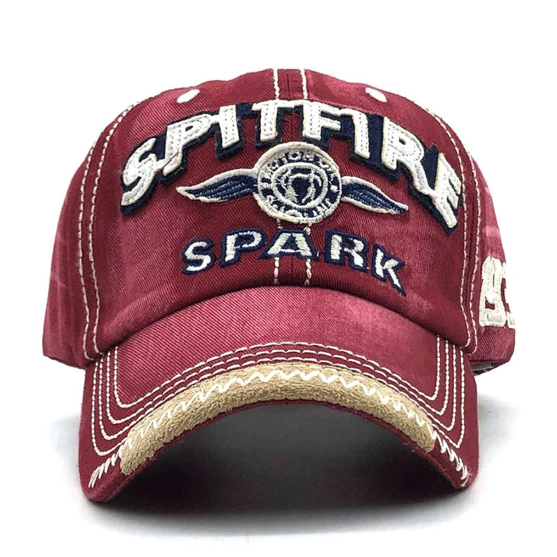 Washed Cotton-Poly Baseball Cap Embroidered Letter — Red | KIMLUD