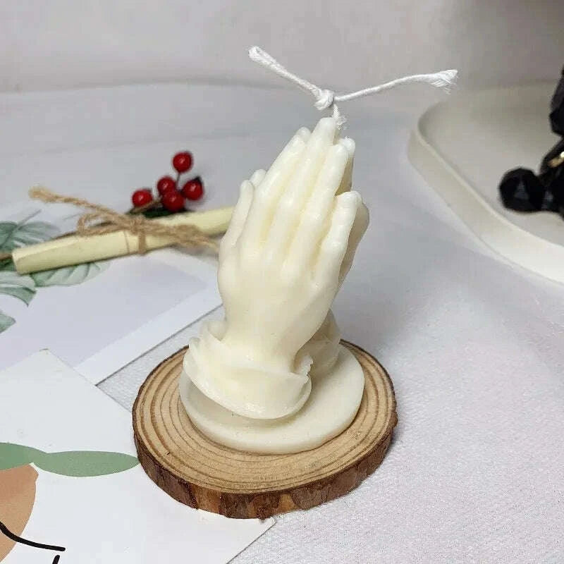 KIMLUD, Cross your hands to pray for aromatherapy candles New Year's hands folded Good luck blessing decorative ornaments scented candle, KIMLUD Womens Clothes
