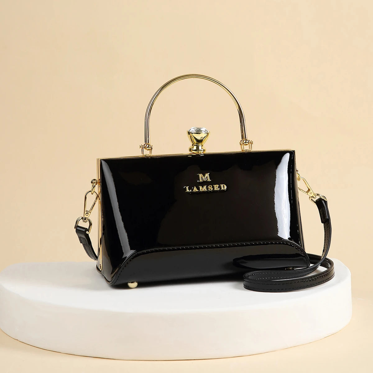 Chic Patent Leather Ladies Handbag - Stylish Top Handle, Spacious Satchel Bag - Timeless Elegance for Fashion-Forward Women