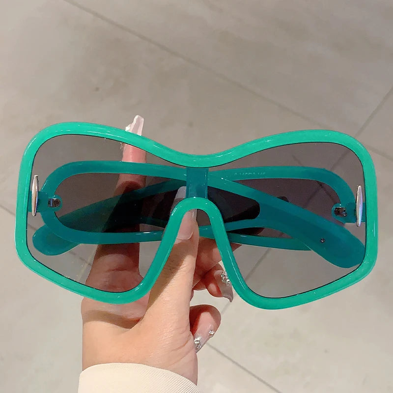 Oversize Square Sunglasses Designer — Green | KIMLUD