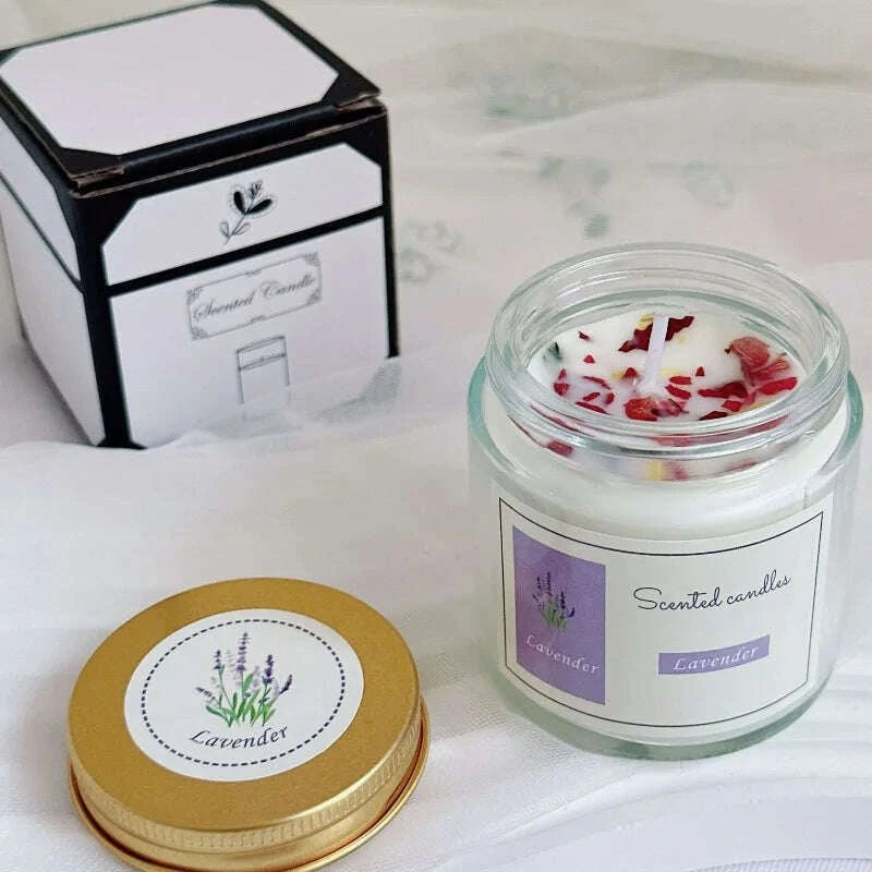 KIMLUD, Lavender Scented Candles with Glass Jar Packaging and Gold Lid - Aromatherapy Accents Relaxing Bedroom & Living Room Fragrance, KIMLUD Womens Clothes