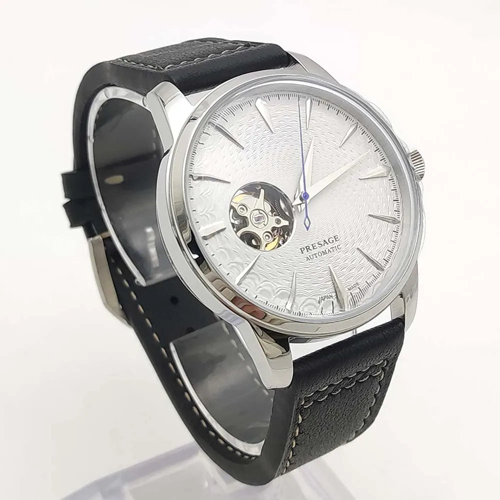 Men's Fashion Mechanical Watch NH38 Skeleton Dial Design Vintage Round Case Transparent Cover Men's Watch