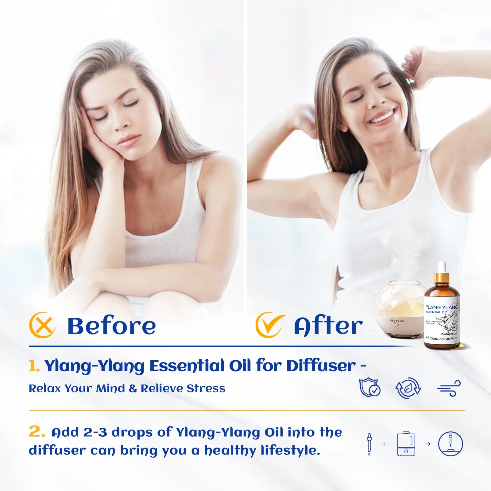 Pure Essential Oil Ylang-Ylang 100ml — Amber | KIMLUD