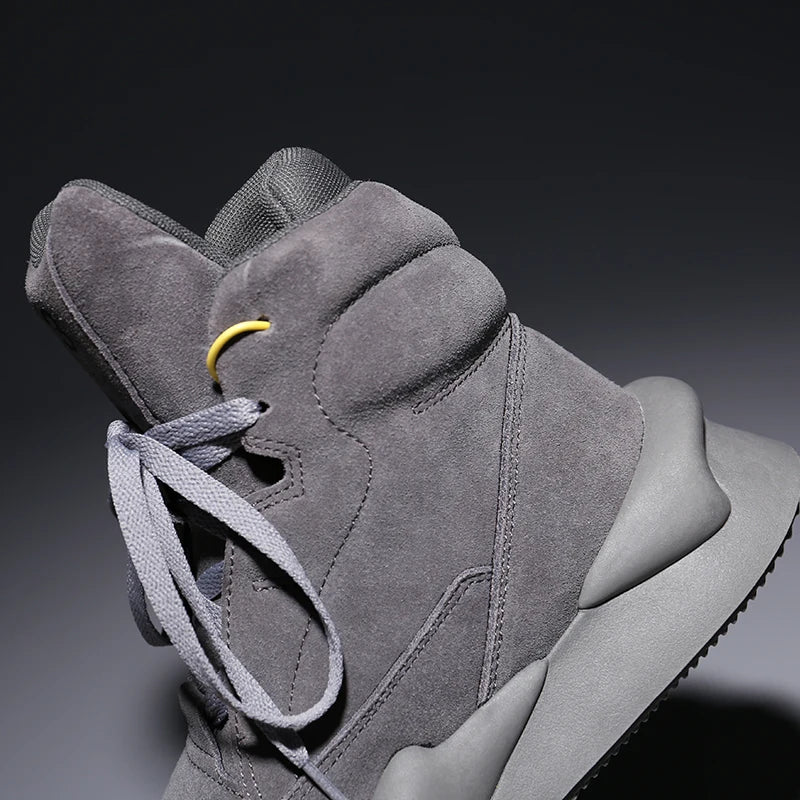 Cow Suede High-Top Sneakers Original Design — Slate Gray | KIMLUD
