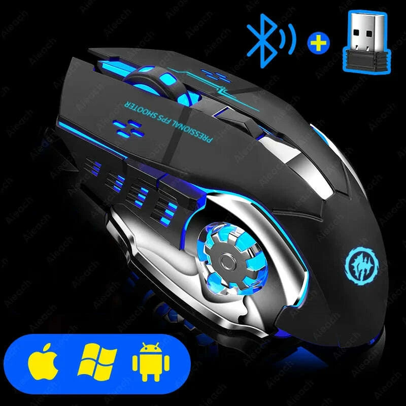 KIMLUD, Rechargeable Wireless Mouse Gaming Computer Silent Bluetooth Mouse USB Mechanical E-Sports Backlight PC Gamer Mouse For Computer, KIMLUD Womens Clothes