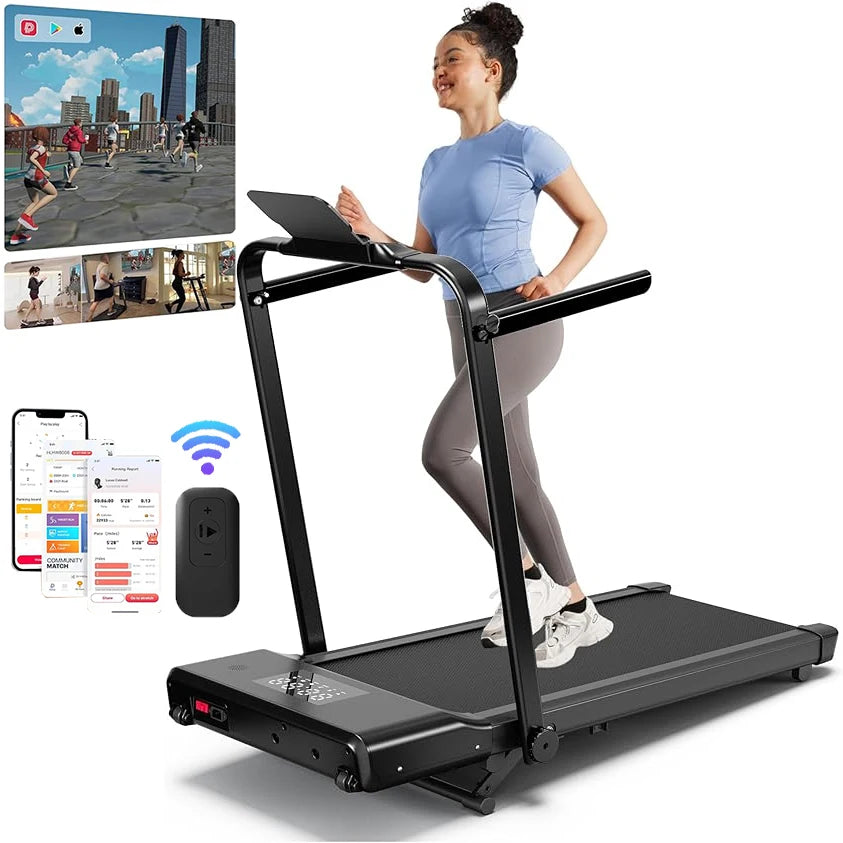 Steel Alloy Under-Desk Walking Pad Treadmill With Nine Percent Incline — Black | KIMLUD
