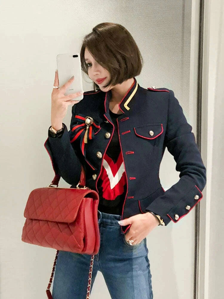 KIMLUD, Korean Elegant Office Women Jacket Chic Temperament Formal Vintage Single Breasted Slim Coat Suit Outerwear Blazer Spring Autumn, KIMLUD Womens Clothes