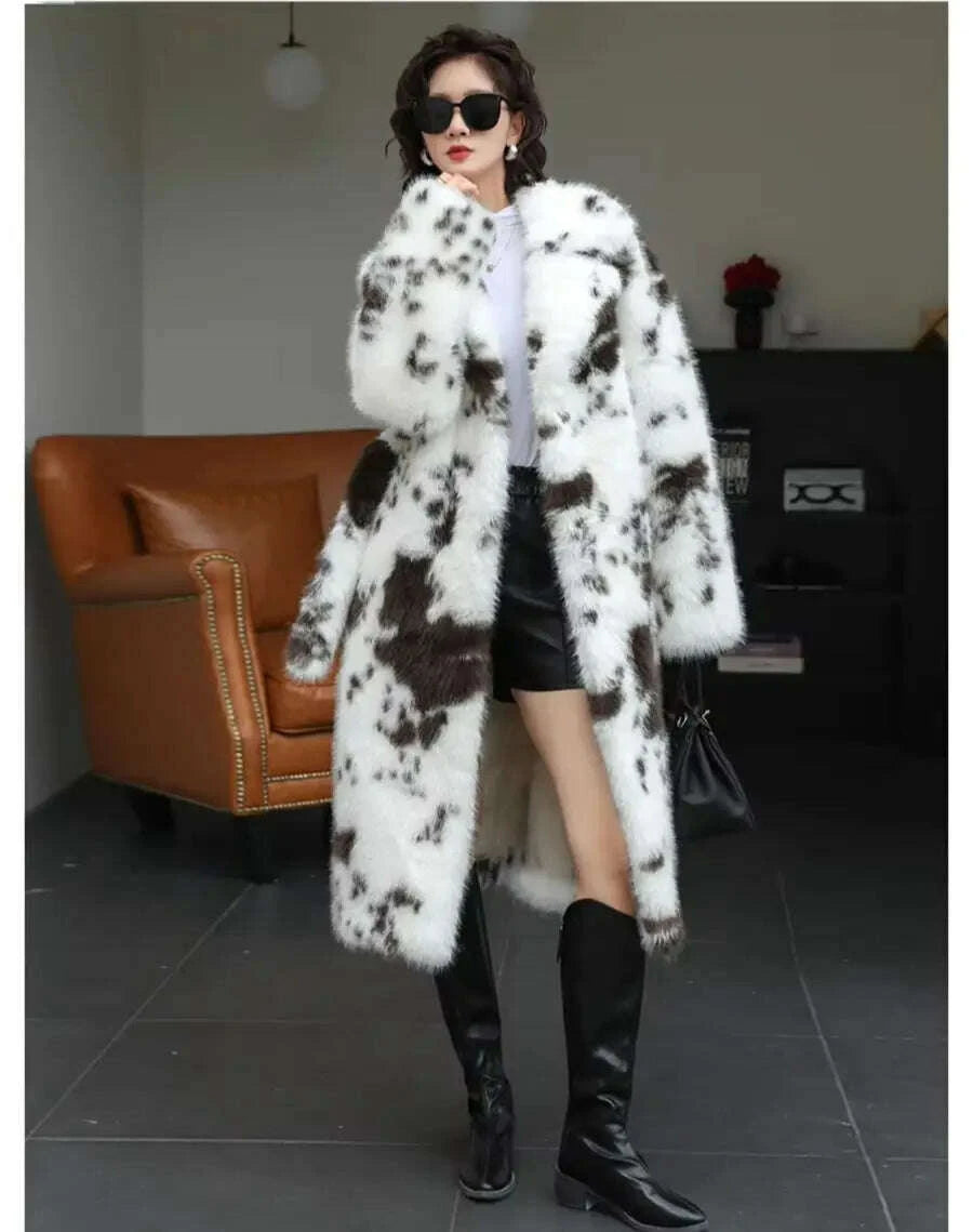 KIMLUD, ZAROY Luxury Fluffy Faux Mink Fur Long Women's Coat Fashion Gradient Fur Winter Thick Warm Outerwear Brand Design Overcoat шу, KIMLUD Womens Clothes