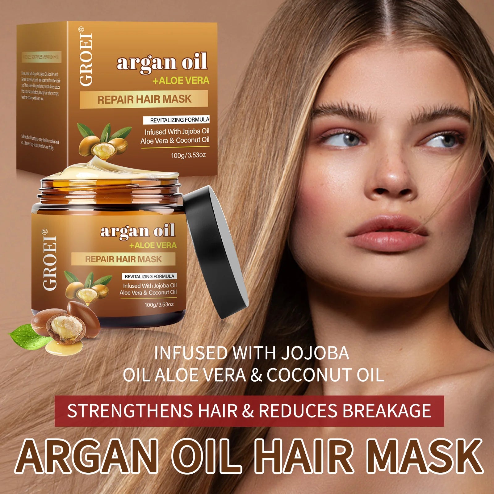 Argan Oil Hair Mask Deep Repair Hydration — Ivory | KIMLUD
