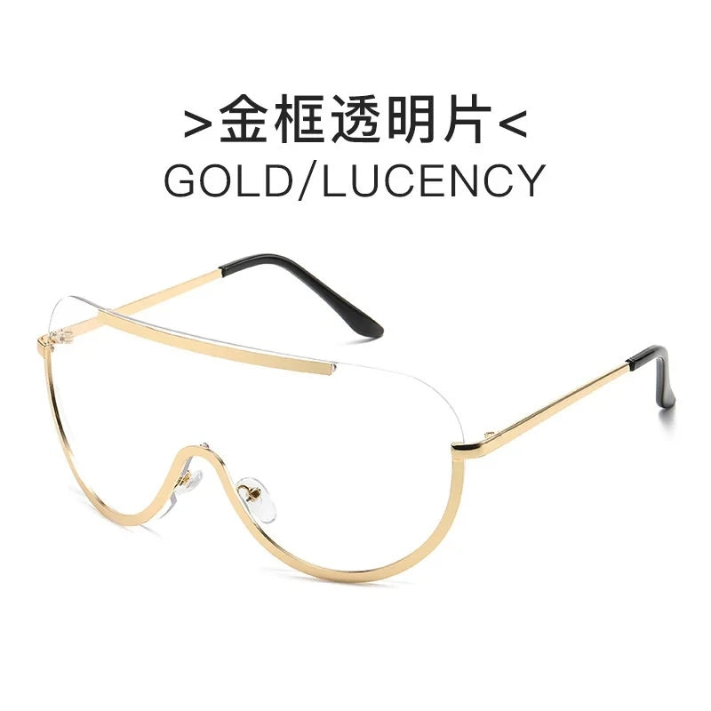 Oversized Punk Sunglasses Metal Frame — Black | KIMLUD