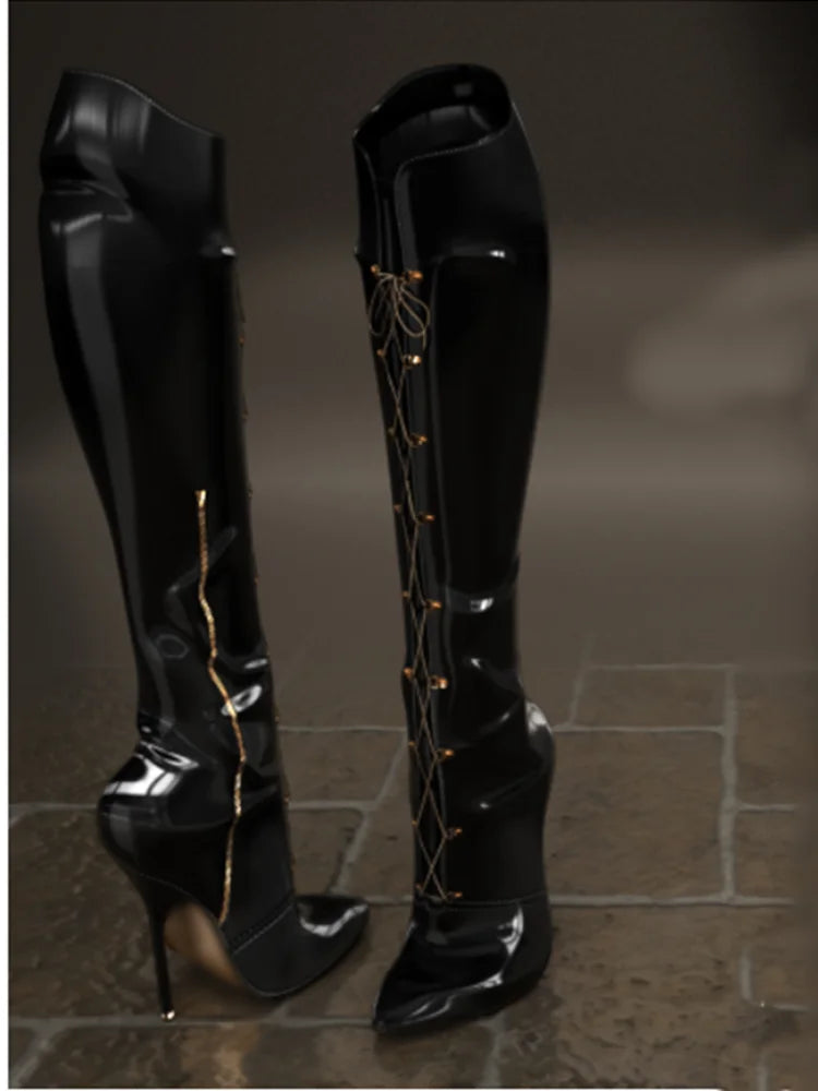 Blue Zipper Knee High Boots Thin High Heel Peep Toe Fashionable Sexy Cool 2025 Summer Big Size Woman Shoes Zapatillas Mujer