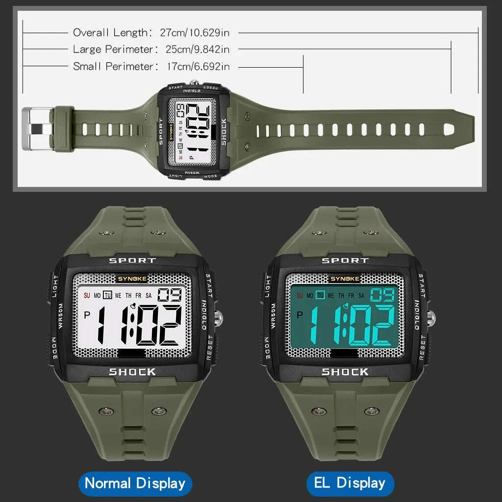 KIMLUD, SYNOKE Big Numbers Full Size Digital Watch Easy to Read 5ATM Water Resistant Electronic Wristwatch Countdown Clock Reloj Hombre, KIMLUD Womens Clothes