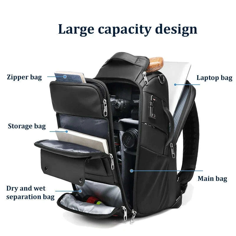 KIMLUD, Men travel Professional SLR camera backpack With tripod bracket Detachable into a Anti-theft 40L travel 17 inch Laptop Backpack, KIMLUD Womens Clothes