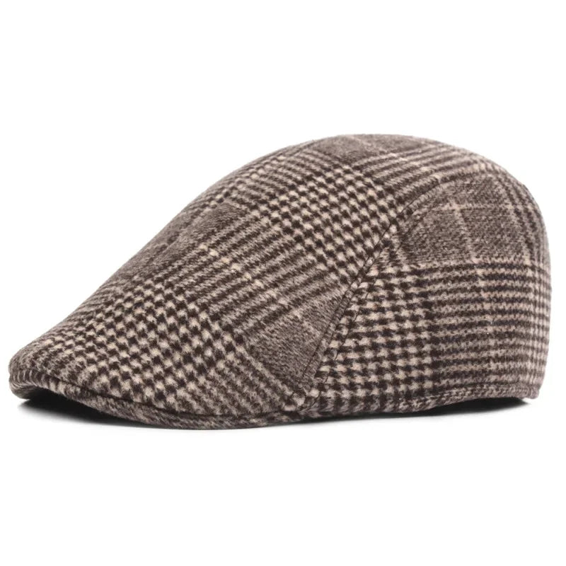 Men's Cotton Plaid Berets Caps for Men Women Middle-Aged Autumn Winter Hats Boina Herringbone Newsboy Baker Tweed Boy Hat