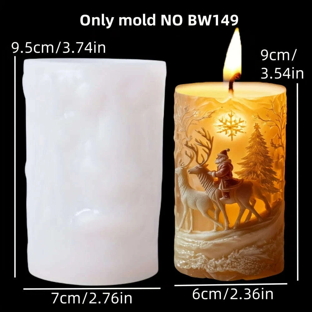 KIMLUD, Santa Claus Sleigh Spherical Candle Silicone Mold Santa Claus Elk Scented Candle Mould Santa Claus Sleigh Resin Plaster Molds, KIMLUD Womens Clothes